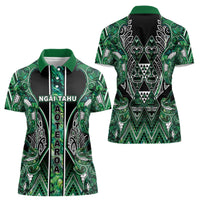 Aotearoa Ngai Tahu Women Polo Shirt Maori Tribal Dark Green Paua Shell Pattern DT05 - Polynesian Pride