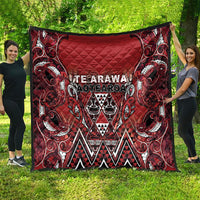 Aotearoa Te Arawa Quilt Maori Tribal Dark Red Paua Shell Pattern DT05 - Polynesian Pride