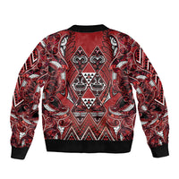 Aotearoa Te Arawa Sleeve Zip Bomber Jacket Maori Tribal Dark Red Paua Shell Pattern DT05 - Polynesian Pride