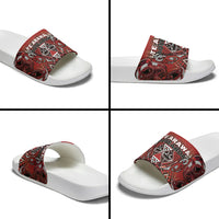 Aotearoa Te Arawa Slide Sandals Maori Tribal Dark Red Paua Shell Pattern DT05 - Polynesian Pride