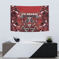 Aotearoa Te Arawa Tapestry Maori Tribal Dark Red Paua Shell Pattern DT05 - Polynesian Pride