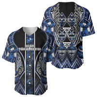 Aotearoa Tuwharetoa Baseball Jersey Maori Tribal Navy Paua Shell Pattern DT05 - Polynesian Pride