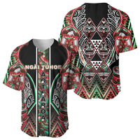 Aotearoa Ngai Tuhoe Baseball Jersey Maori Tribal Red And Green Paua Shell Pattern DT05 - Polynesian Pride