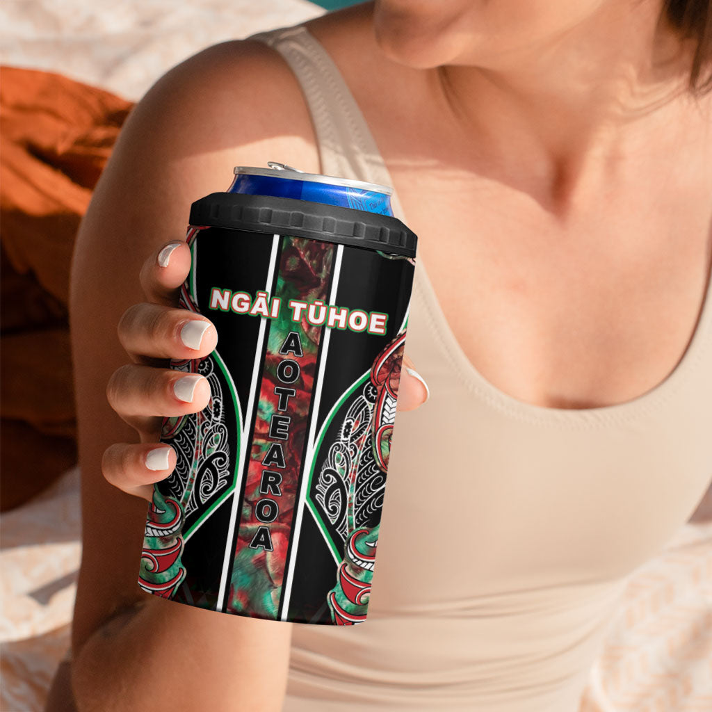 Aotearoa Ngai Tuhoe 4 in 1 Can Cooler Tumbler Maori Tribal Red And Green Paua Shell Pattern DT05 - Polynesian Pride