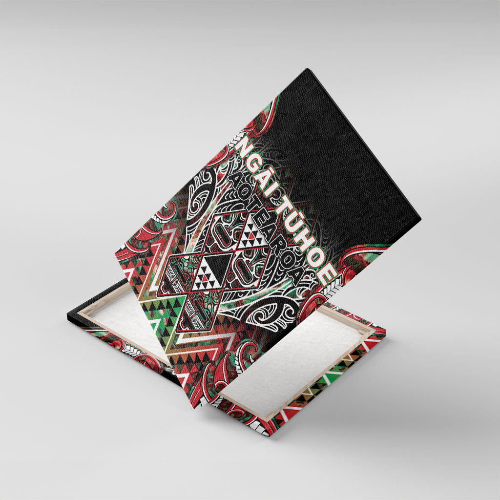 Aotearoa Ngai Tuhoe Canvas Wall Art Maori Tribal Red And Green Paua Shell Pattern DT05 With Frame Red - Polynesian Pride