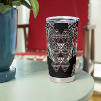 Aotearoa Ngai Tuhoe Tumbler Cup Maori Tribal Red And Green Paua Shell Pattern DT05 - Polynesian Pride