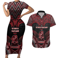 Personalised New Zealand Waitangi Day Couples Matching Short Sleeve Bodycon Dress and Hawaiian Shirt Te Tiriti O Waitangi 1840 - Polynesian Pride