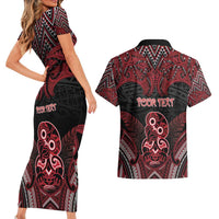 Personalised New Zealand Waitangi Day Couples Matching Short Sleeve Bodycon Dress and Hawaiian Shirt Te Tiriti O Waitangi 1840 - Polynesian Pride