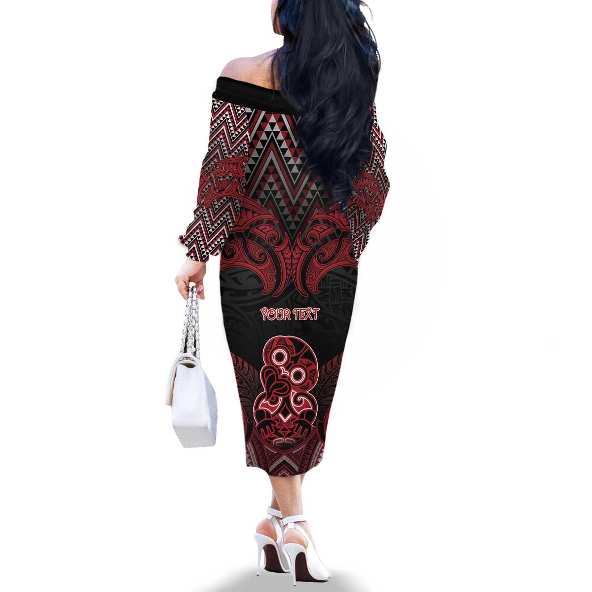 Personalised New Zealand Waitangi Day Family Matching Off The Shoulder Long Sleeve Dress and Hawaiian Shirt Te Tiriti O Waitangi 1840 DT05 - Polynesian Pride