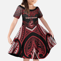 Personalised New Zealand Waitangi Day Family Matching Short Sleeve Bodycon Dress and Hawaiian Shirt Te Tiriti O Waitangi 1840 DT05 Daughter's Dress Black - Polynesian Pride