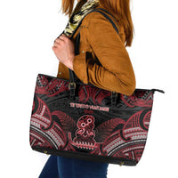 New Zealand Waitangi Day Leather Tote Bag Te Tiriti O Waitangi 1840 DT05 Black - Polynesian Pride