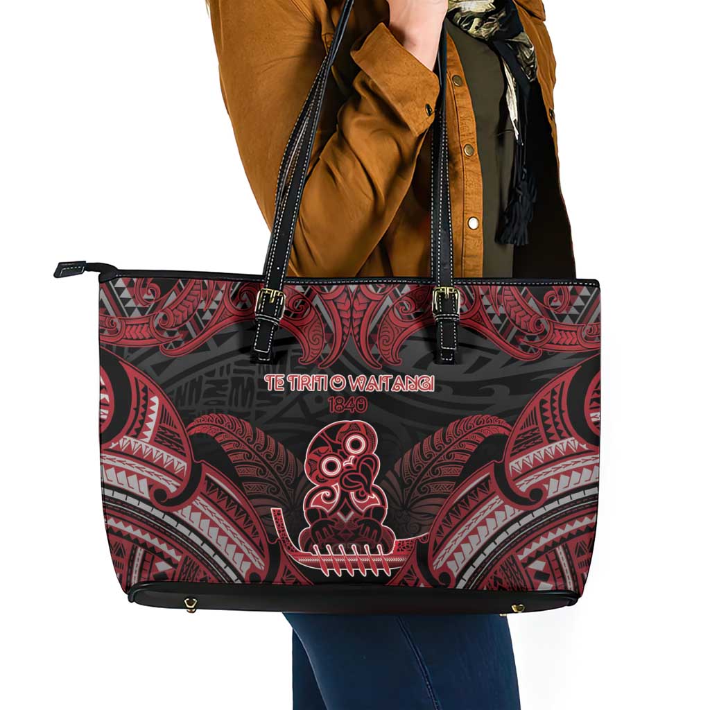 New Zealand Waitangi Day Leather Tote Bag Te Tiriti O Waitangi 1840 DT05 - Polynesian Pride