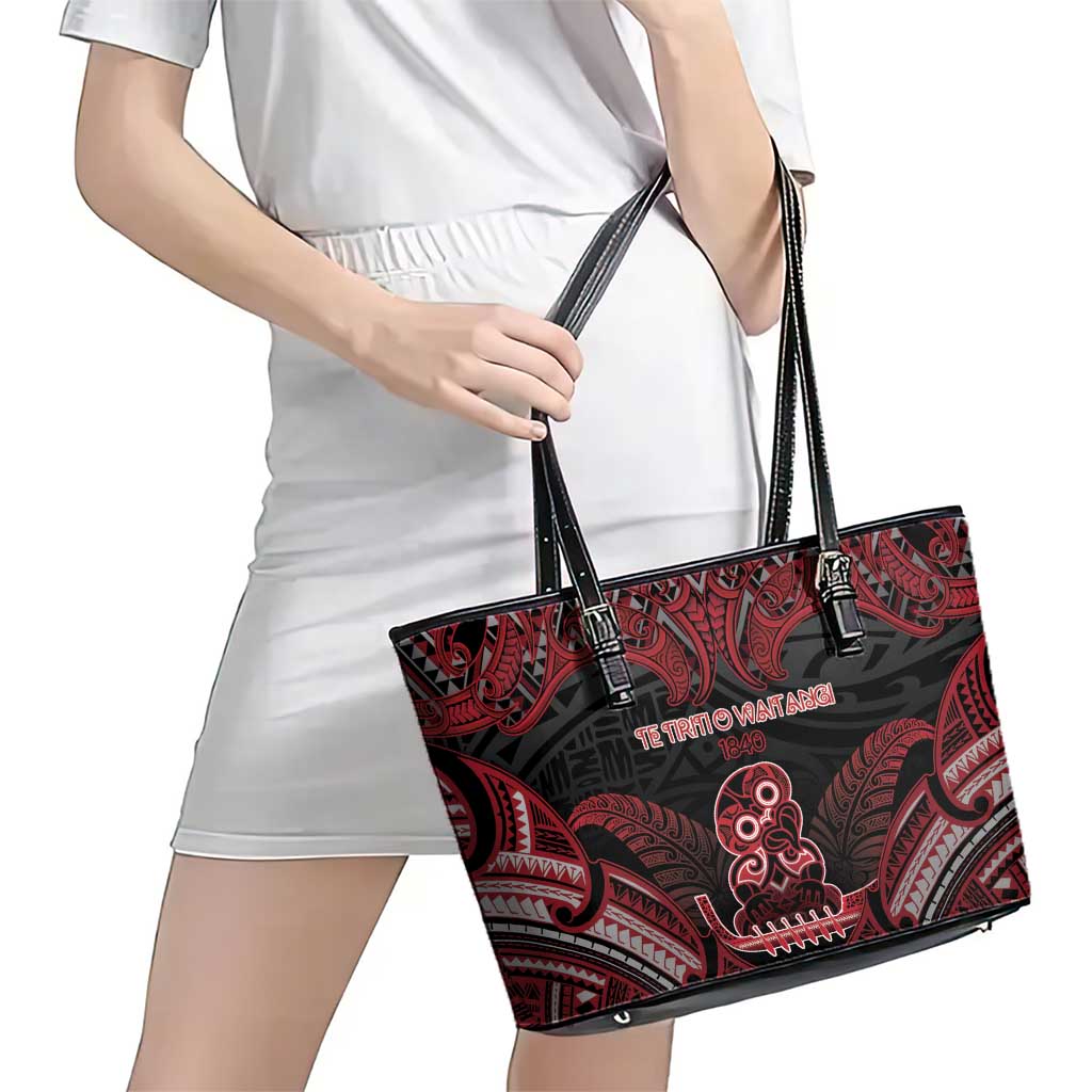 New Zealand Waitangi Day Leather Tote Bag Te Tiriti O Waitangi 1840 DT05 - Polynesian Pride