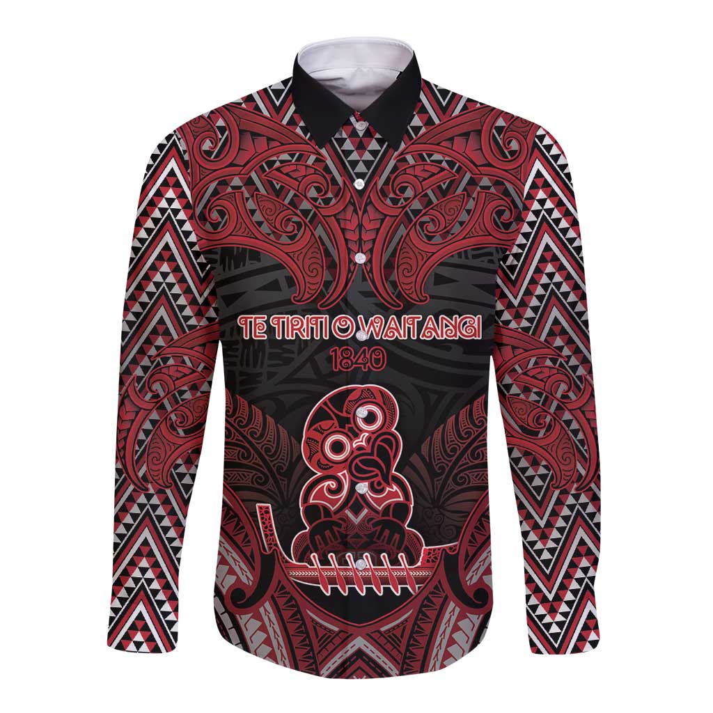 Personalised New Zealand Waitangi Day Long Sleeve Button Shirt Te Tiriti O Waitangi 1840 - Polynesian Pride