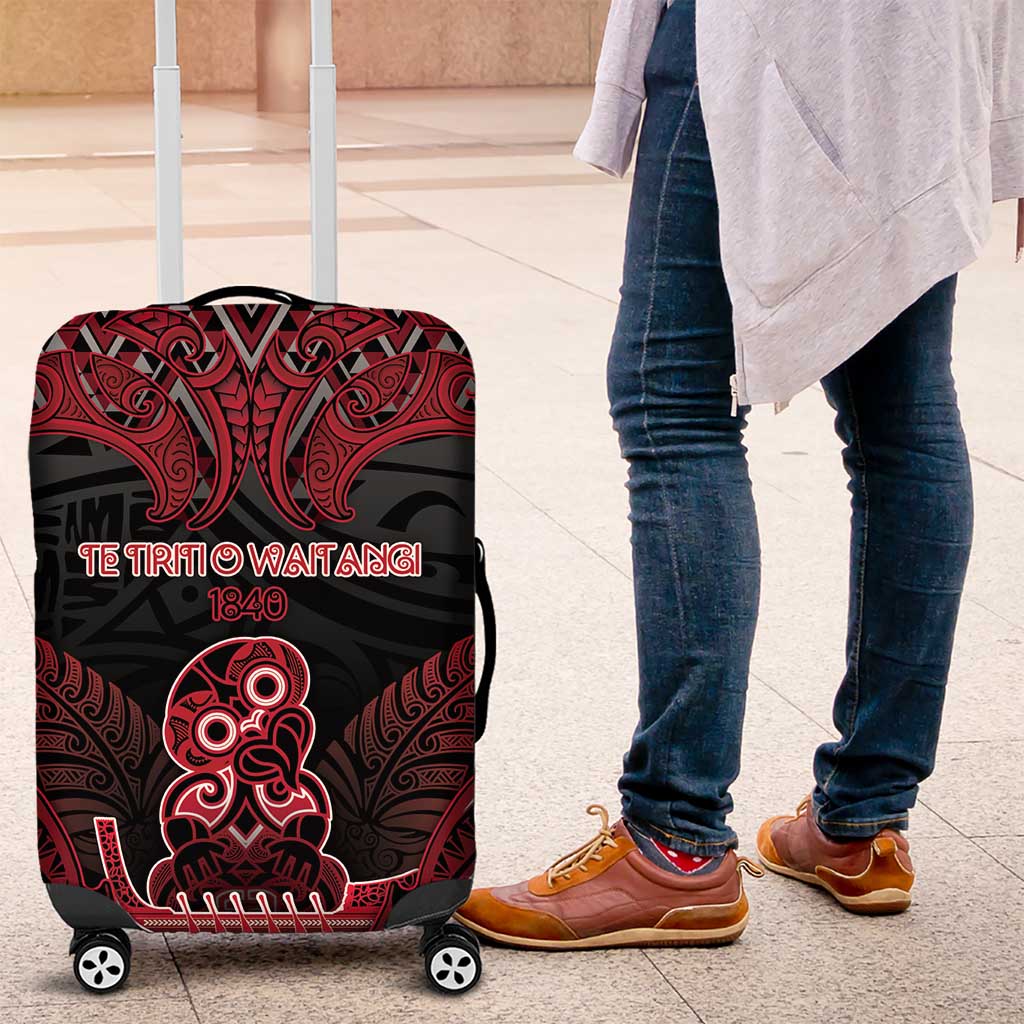 New Zealand Waitangi Day Luggage Cover Te Tiriti O Waitangi 1840 DT05 Black - Polynesian Pride