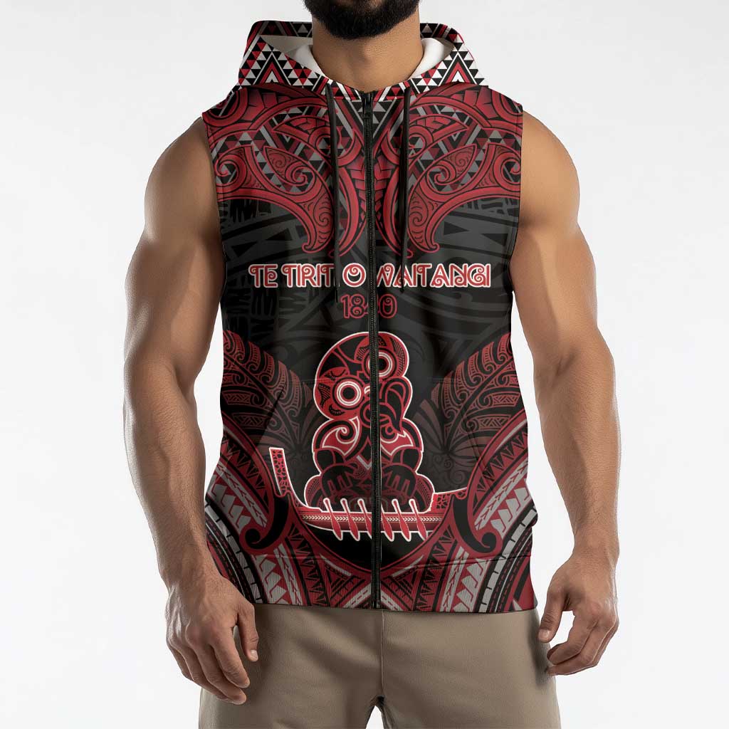 Personalised New Zealand Waitangi Day Sleeveless Zip Hoodie Te Tiriti O Waitangi 1840 DT05 - Polynesian Pride