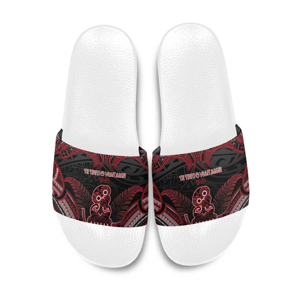 New Zealand Waitangi Day Slide Sandals Te Tiriti O Waitangi 1840 DT05 Black - Polynesian Pride