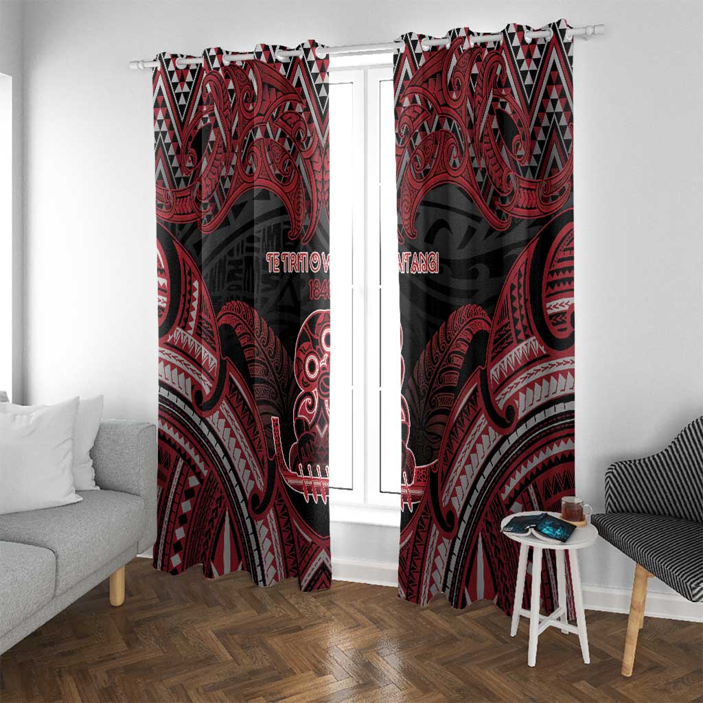 New Zealand Waitangi Day Window Curtain Te Tiriti O Waitangi 1840 DT05 With Grommets Black - Polynesian Pride
