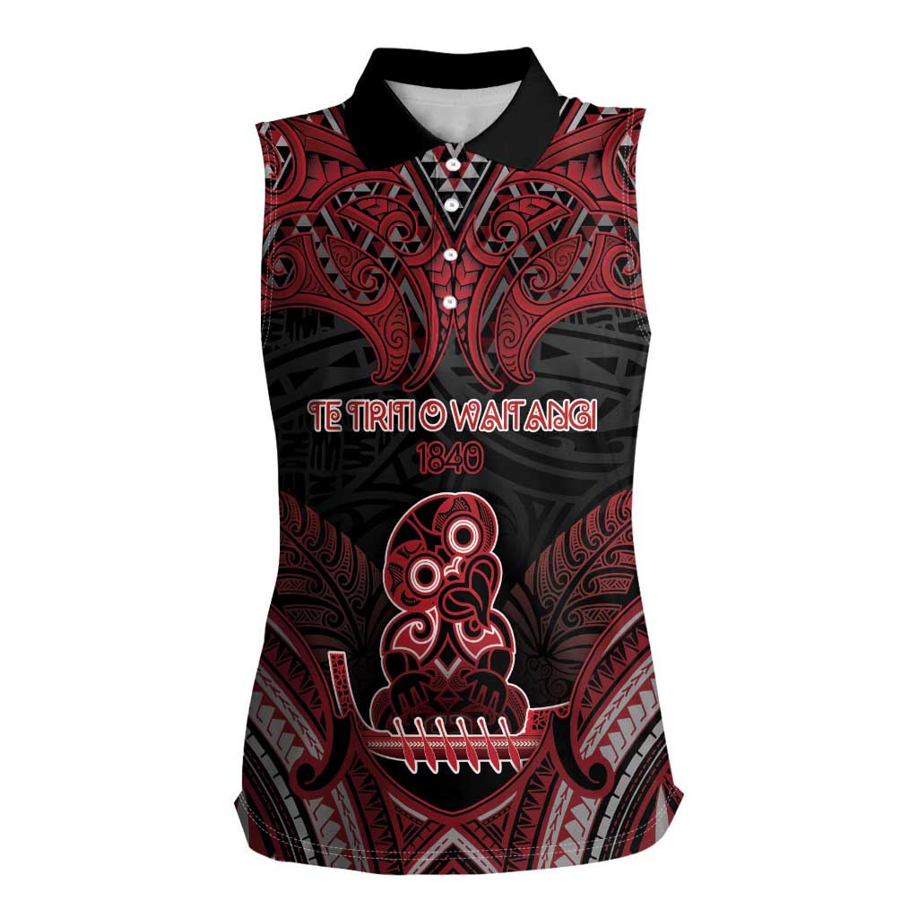 Personalised New Zealand Waitangi Day Women Sleeveless Polo Shirt Te Tiriti O Waitangi 1840 - Polynesian Pride
