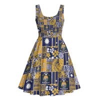 Ekamawir omo Nauru Midi Dress Pacific Patchwork Xmas Vibes - Polynesian Pride