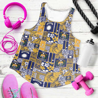 Ekamawir omo Nauru Women Racerback Tank Pacific Patchwork Xmas Vibes - Polynesian Pride