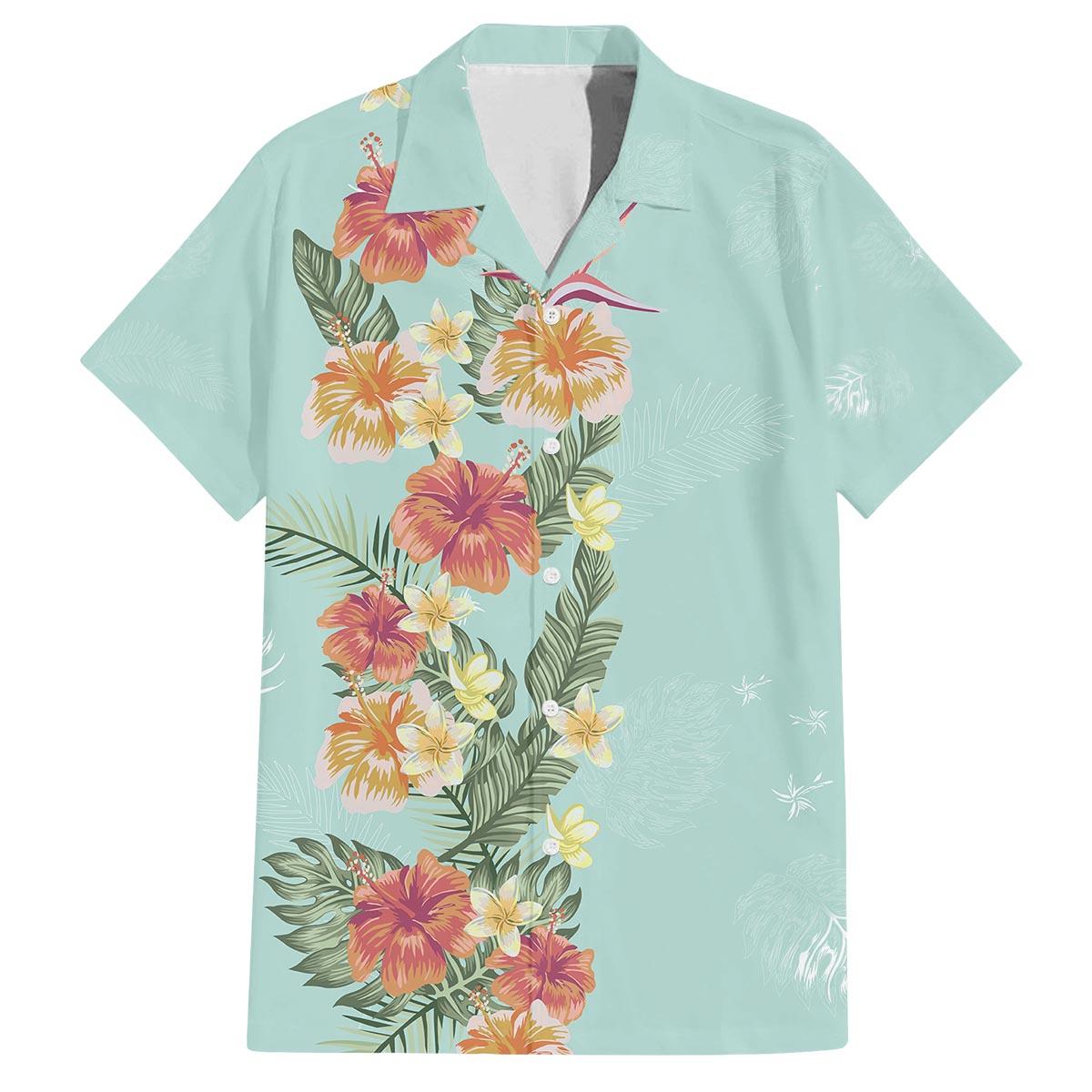 Hawaii Tropical Family Matching Outfit Hibiscus Flowers Polynesian Off Shoulder Long Sleeve Dress And Shirt Family Set