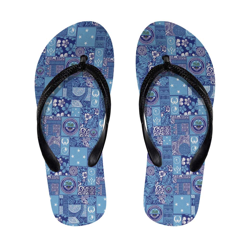 Federated States of Micronesia Merry Christmas Flip Flops Pacific Patchwork Xmas Vibes - Polynesian Pride