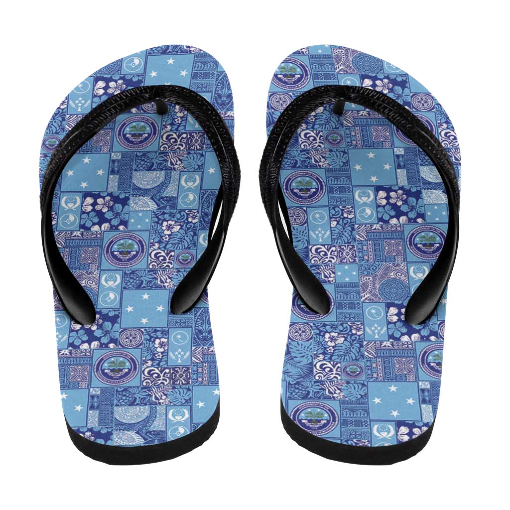 Federated States of Micronesia Merry Christmas Flip Flops Pacific Patchwork Xmas Vibes - Polynesian Pride