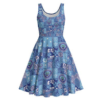 Federated States of Micronesia Merry Christmas Midi Dress Pacific Patchwork Xmas Vibes - Polynesian Pride