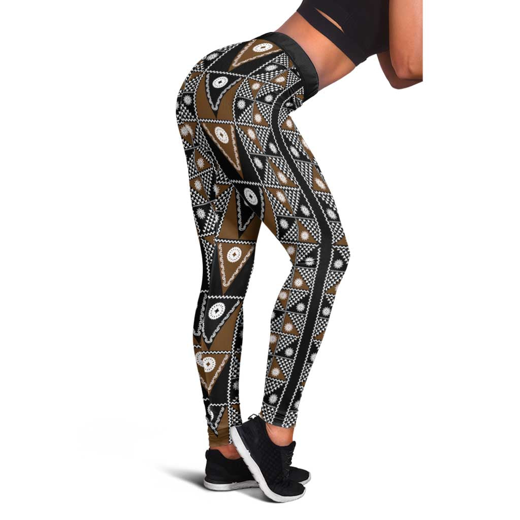 Fiji Brown Masi Pattern Leggings Fijian Tapa LT01 - Polynesian Pride