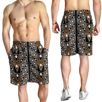 Fiji Brown Masi Pattern Shorts for Men Fijian Tapa