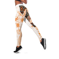 Fiji Leggings Masi Tapa Pattern Brown LT05 Brown - Polynesian Pride