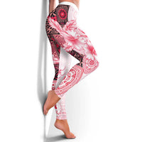 Fiji Leggings Masi Tapa Pattern Red LT05 - Polynesian Pride