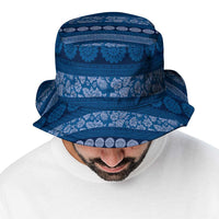 Fiji Marau na Kerisimasi Bucket Hat Blue Tapa Masi Inspired Christmas - Polynesian Pride