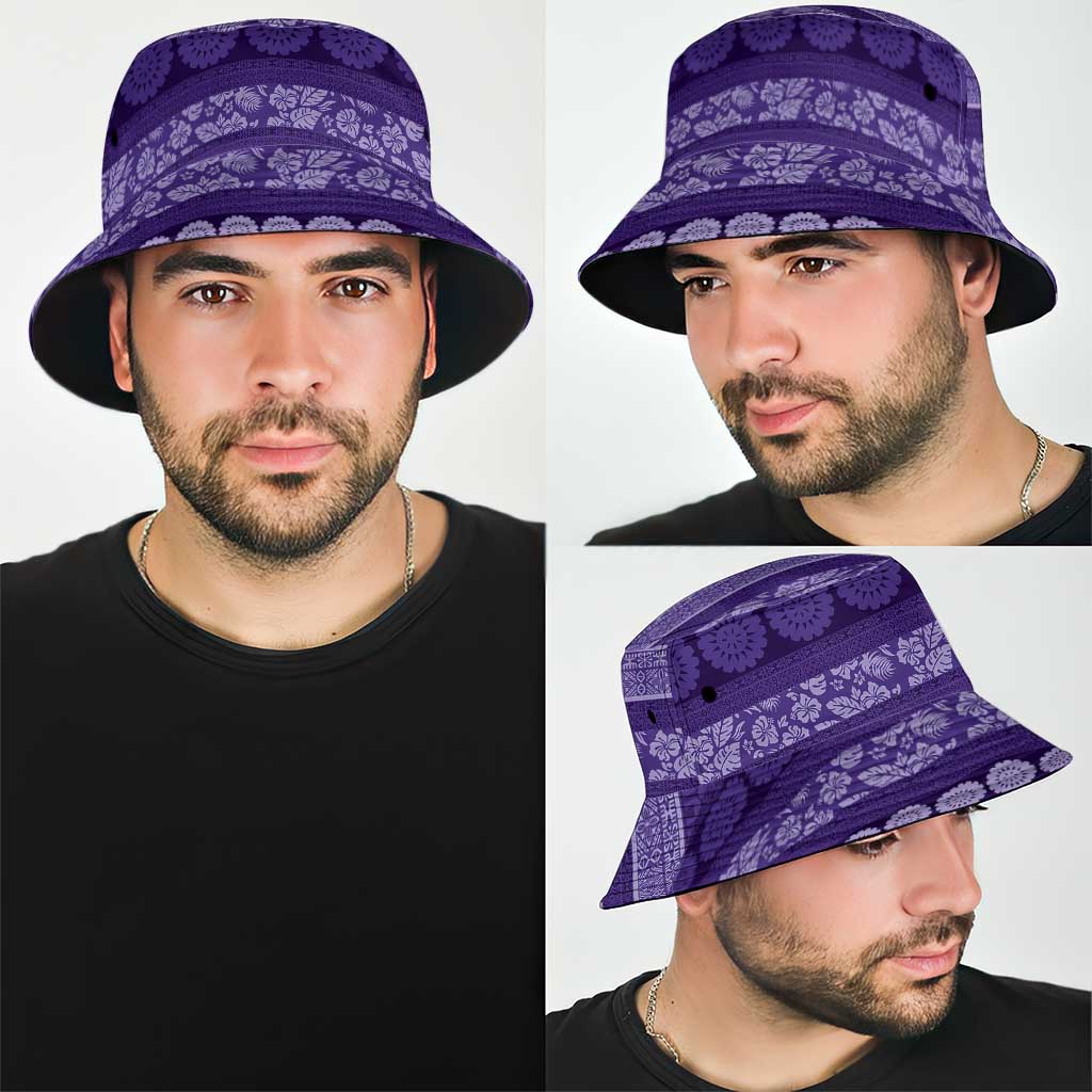 Fiji Marau na Kerisimasi Bucket Hat Purple Tapa Masi Inspired Christmas - Polynesian Pride