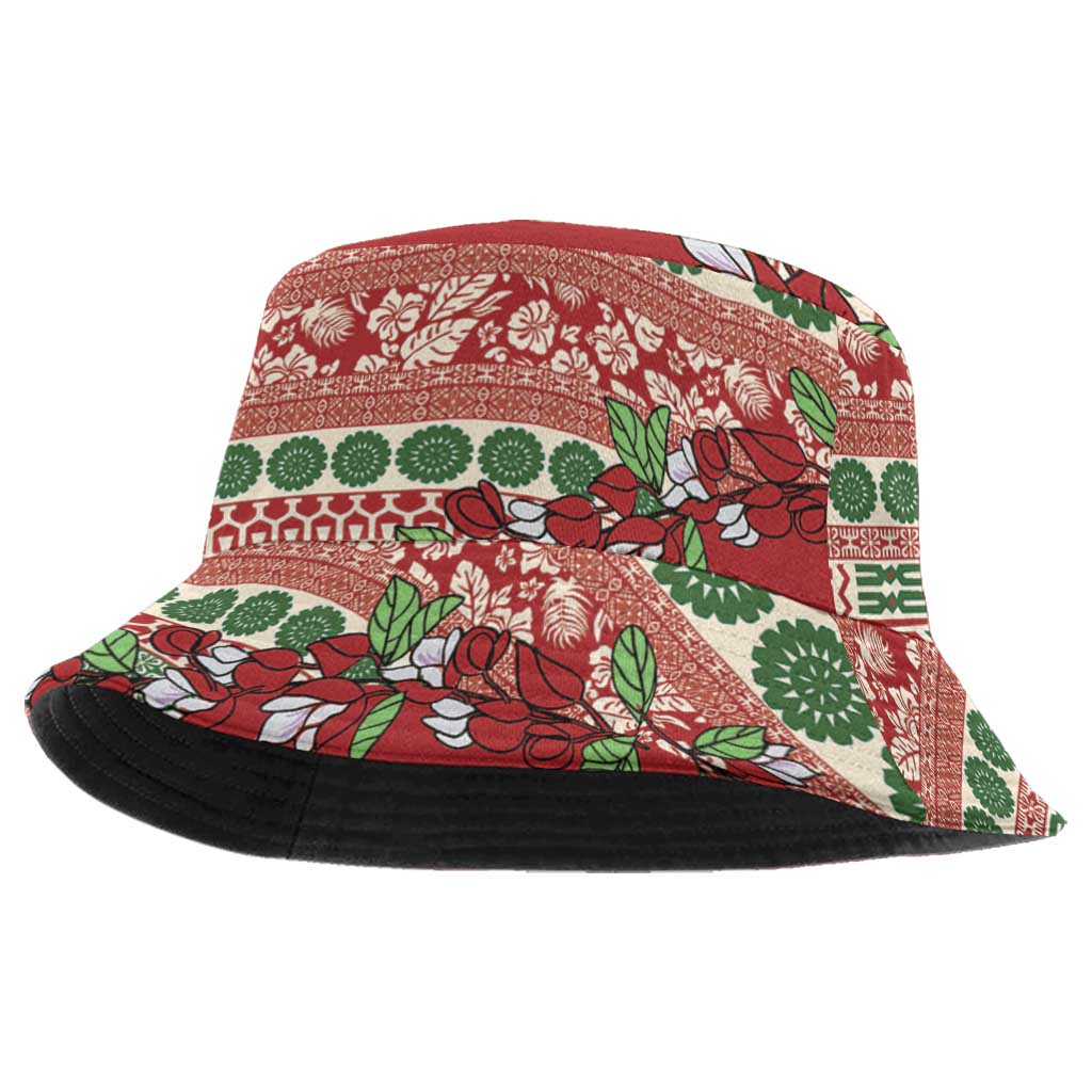 Fiji Marau na Kerisimasi Bucket Hat Red Tagimoucia Tapa Masi Tribal - Polynesian Pride