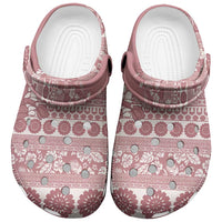 Fiji Marau na Kerisimasi Clogs Shoes Dusty Rose Tagimoucia Tapa Masi Tribal - Polynesian Pride