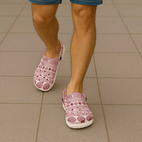 Fiji Marau na Kerisimasi Clogs Shoes Dusty Rose Tagimoucia Tapa Masi Tribal - Polynesian Pride
