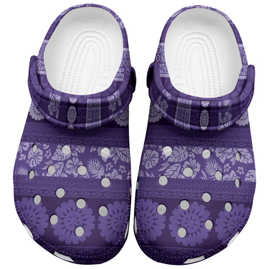 Fiji Marau na Kerisimasi Clogs Shoes Purple Tapa Masi Inspired Christmas - Polynesian Pride