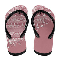 Fiji Marau na Kerisimasi Flip Flops Dusty Rose Tagimoucia Tapa Masi Tribal - Polynesian Pride