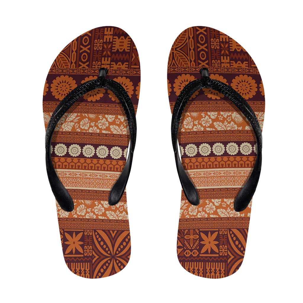 Fiji Marau na Kerisimasi Flip Flops Gold Tapa Masi Inspired Christmas - Polynesian Pride