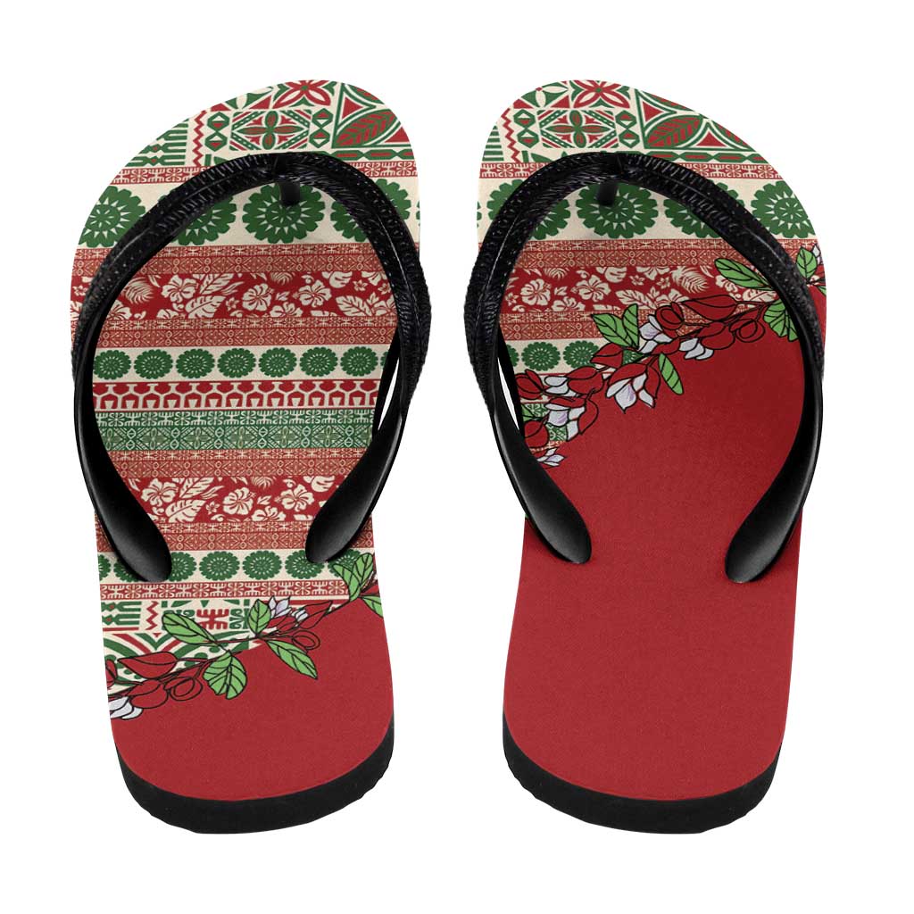 Fiji Marau na Kerisimasi Flip Flops Red Tagimoucia Tapa Masi Tribal - Polynesian Pride