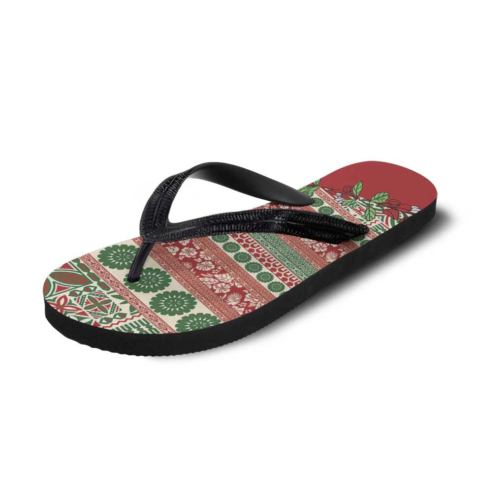 Fiji Marau na Kerisimasi Flip Flops Red Tagimoucia Tapa Masi Tribal - Polynesian Pride