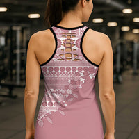 Fiji Marau na Kerisimasi Hollow Tank Top Dusty Rose Tagimoucia Tapa Masi Tribal - Polynesian Pride