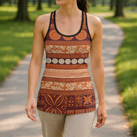 Fiji Marau na Kerisimasi Hollow Tank Top Gold Tapa Masi Inspired Christmas - Polynesian Pride