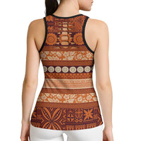 Fiji Marau na Kerisimasi Hollow Tank Top Gold Tapa Masi Inspired Christmas - Polynesian Pride