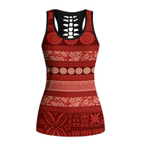 Fiji Marau na Kerisimasi Hollow Tank Top Red Tapa Masi Inspired Christmas - Polynesian Pride