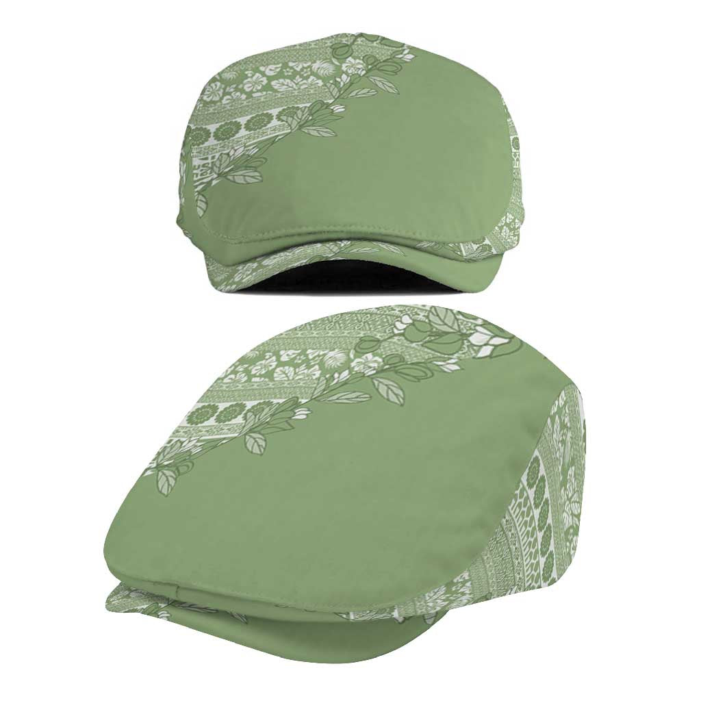 Fiji Marau na Kerisimasi Jeff Hat Sage Green Tagimoucia Tapa Masi Tribal - Polynesian Pride