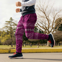 Fiji Marau na Kerisimasi Jogger Pants Pink Tapa Masi Inspired Christmas - Polynesian Pride