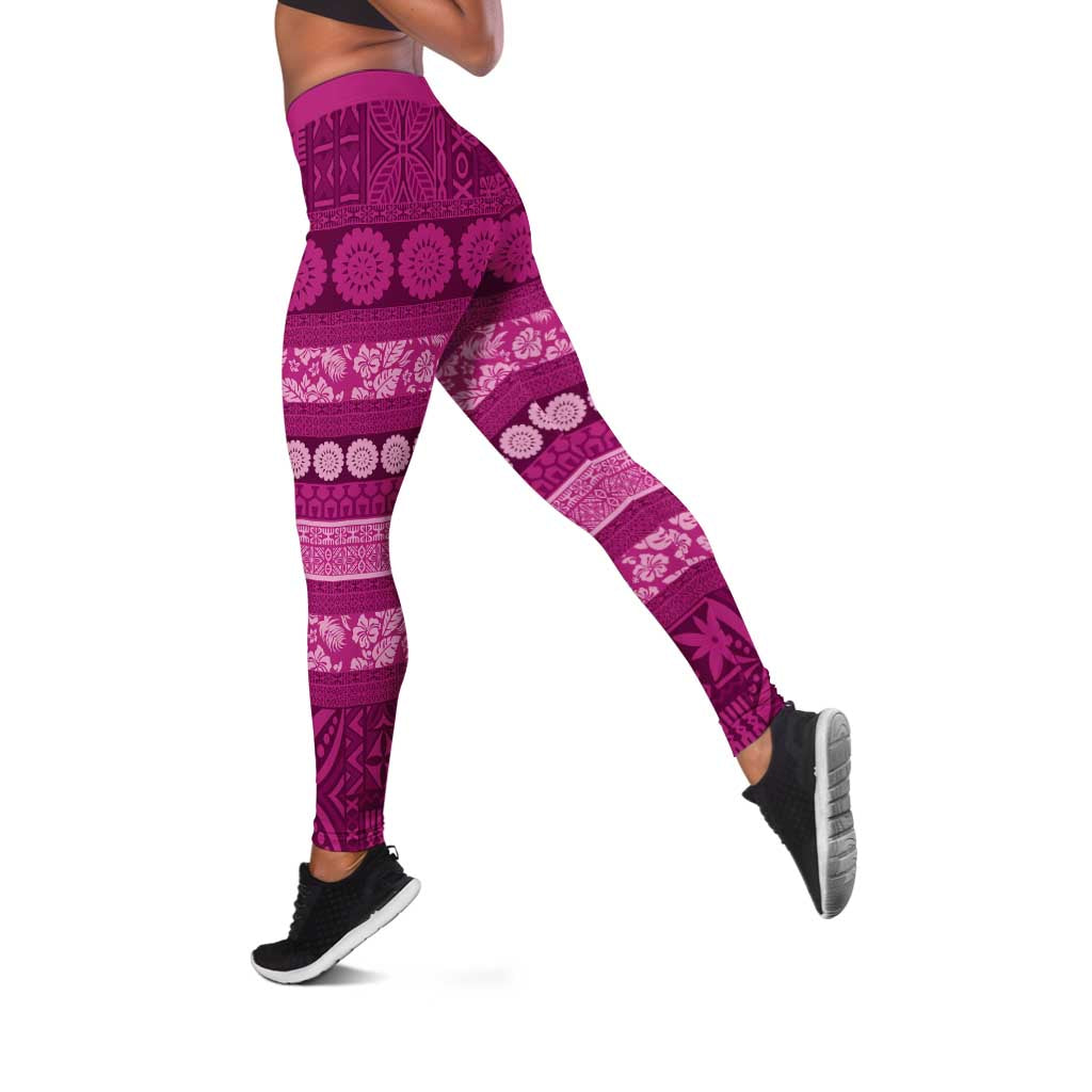 Fiji Marau na Kerisimasi Leggings Pink Tapa Masi Inspired Christmas - Polynesian Pride